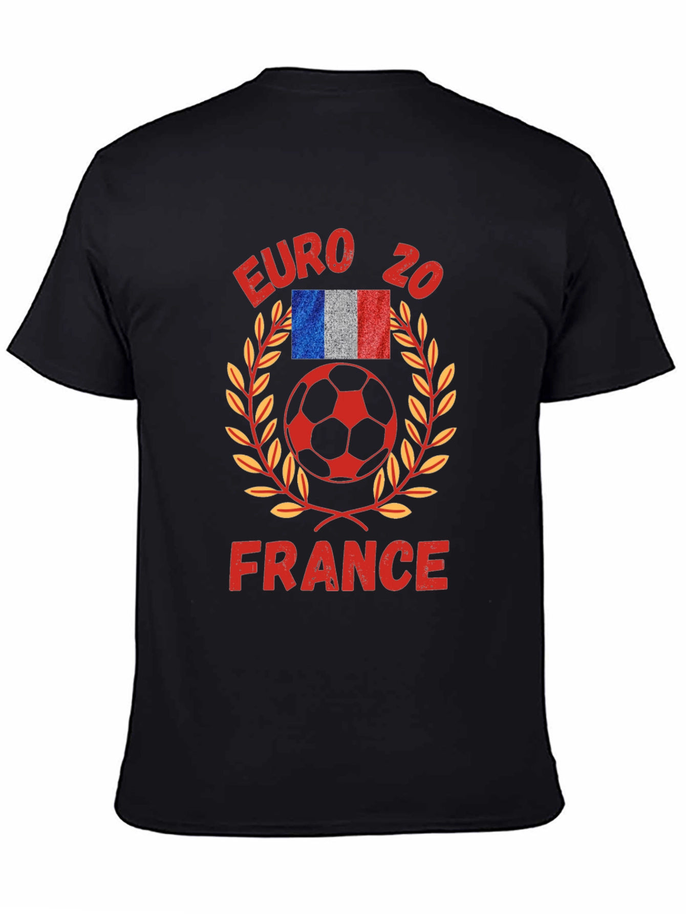 Black Euro 20 France Soccer Graphic T-Shirt view 4