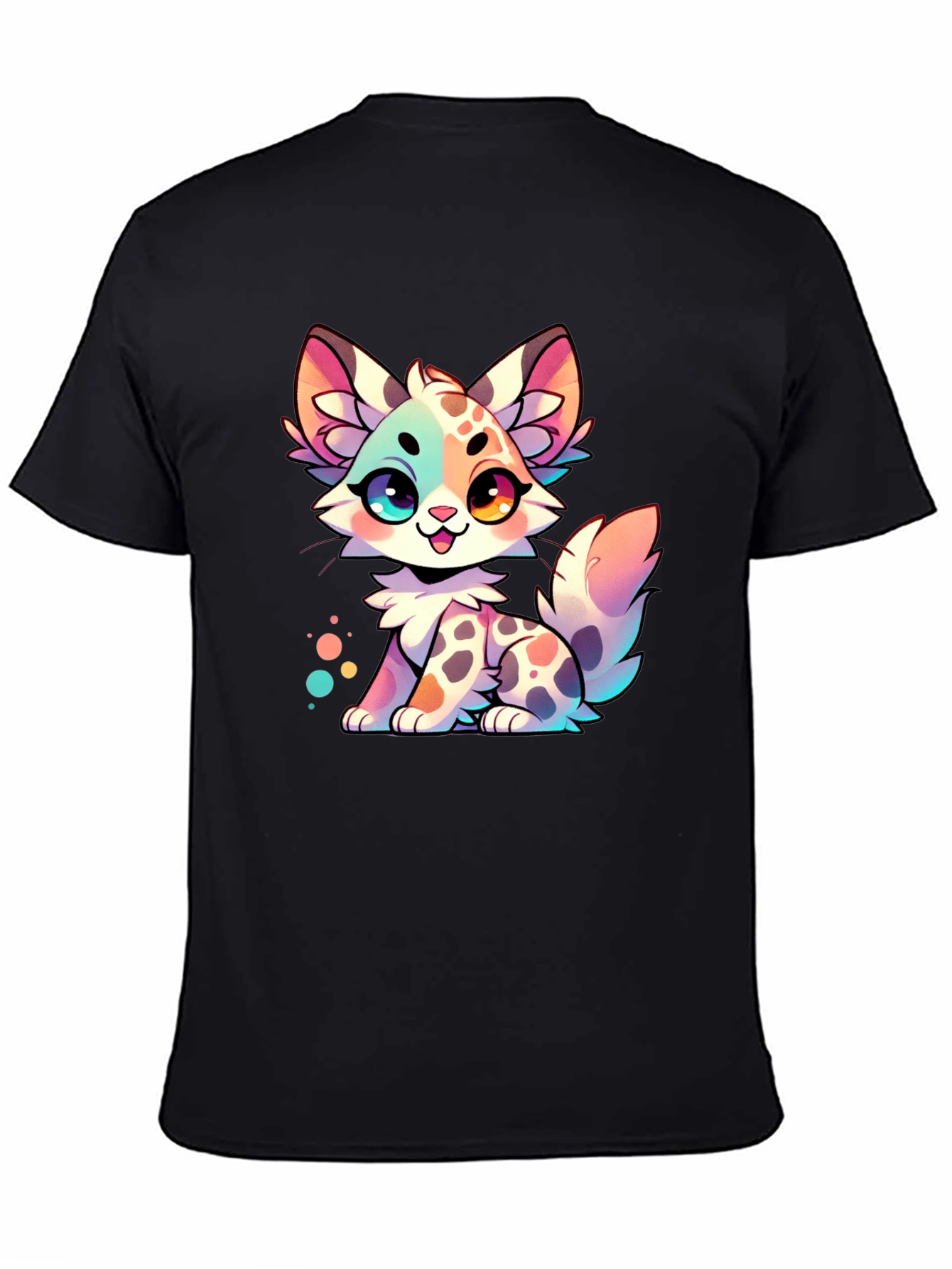 Black Cute Cartoon Kitten Graphic Tee view 4