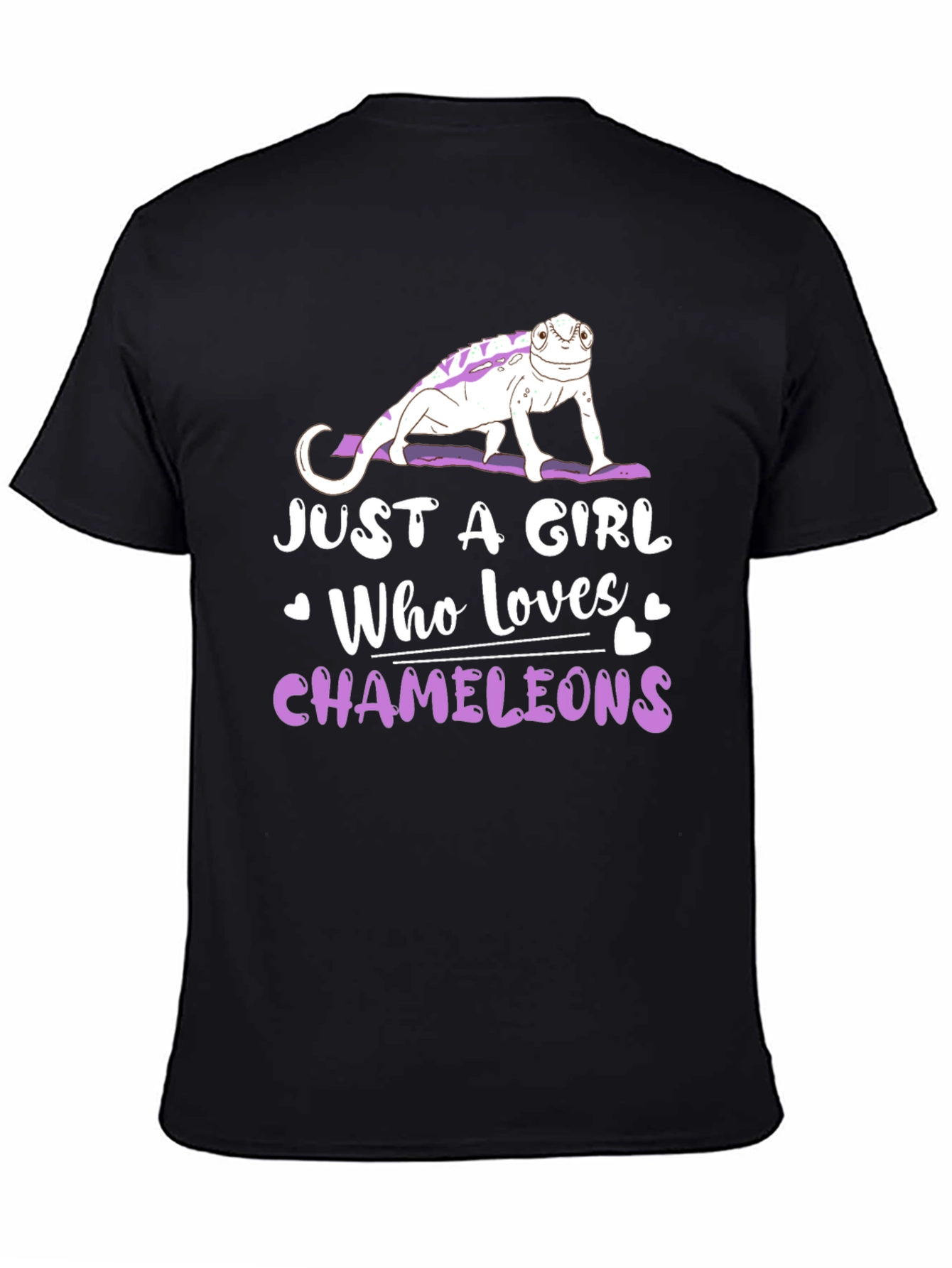 Black Just A Girl Who Loves Chameleons T-Shirt view 4