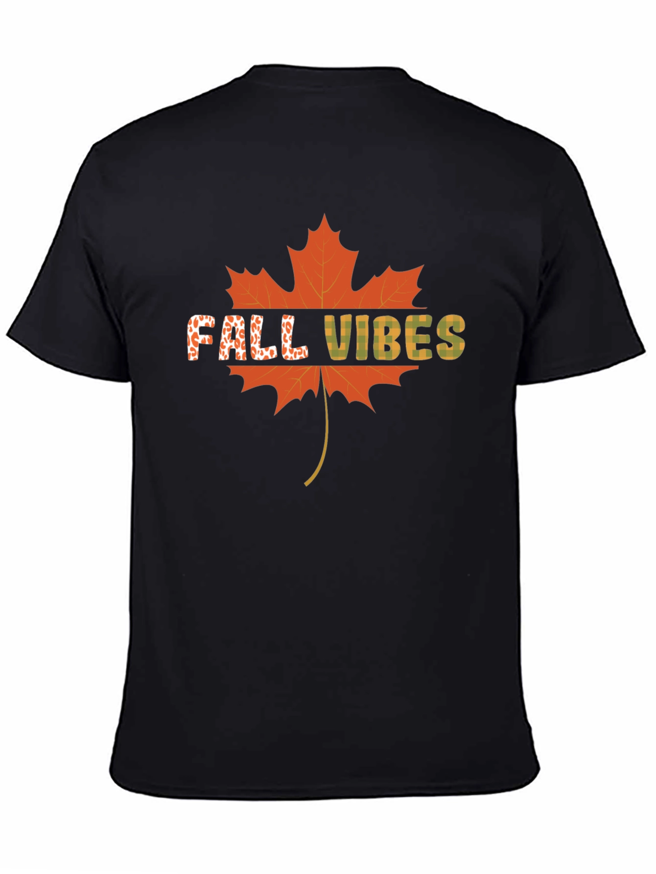Black Fall Vibes Maple Leaf Graphic T-Shirt view 4