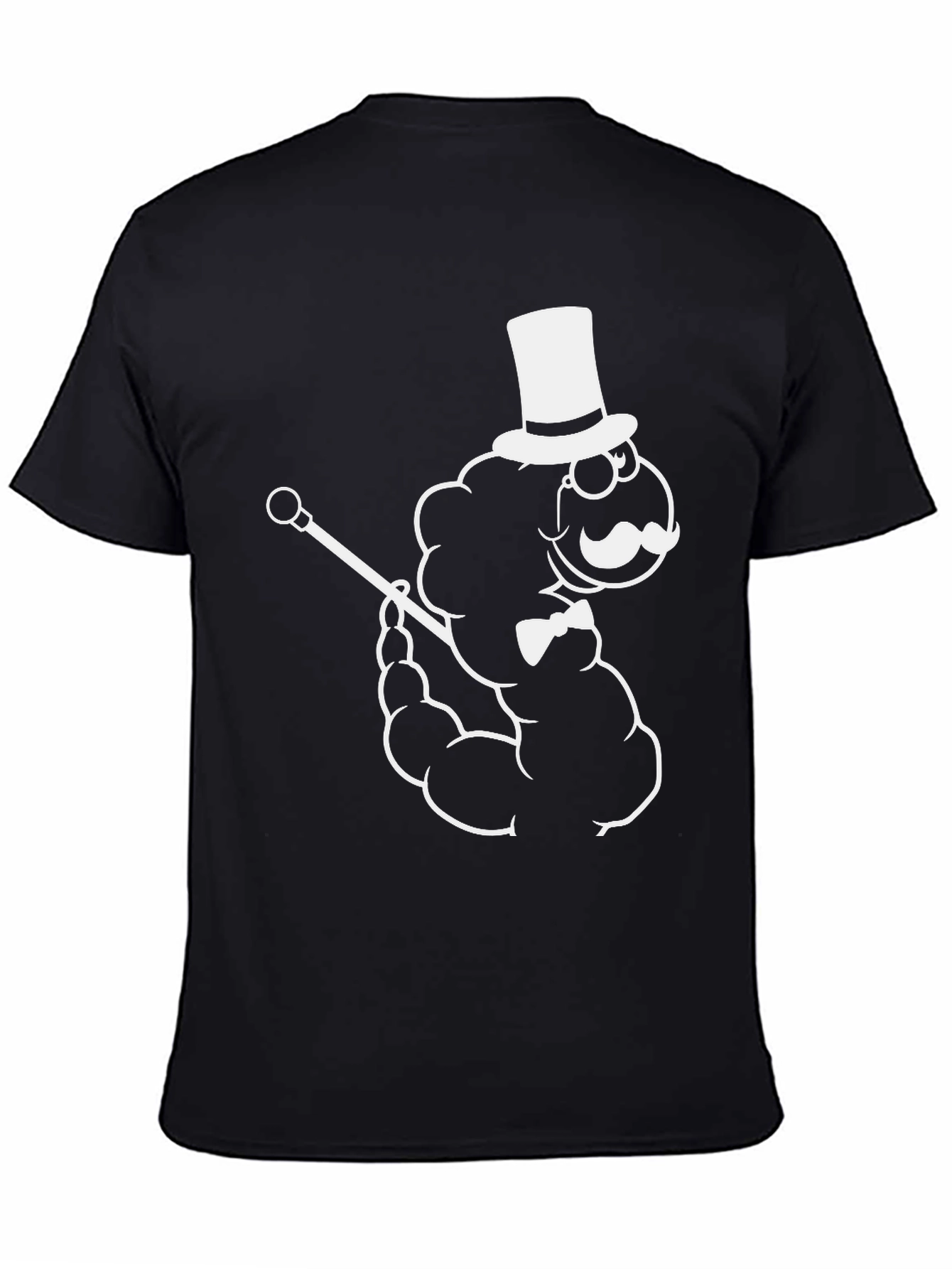 Black Cartoon Cloud Gentleman Black T-Shirt view 4
