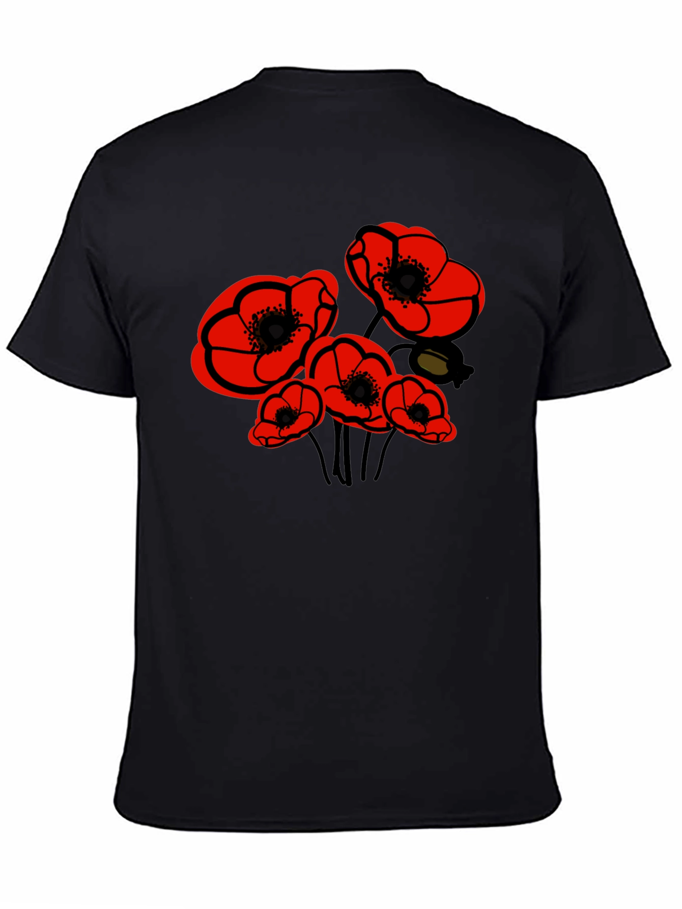 Black Floral Poppy Graphic Tee - Black view 4