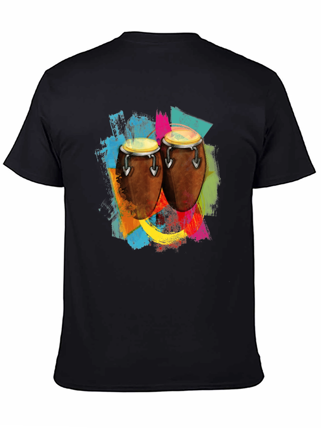 Black Conga Drum Colorful Graphic Tee view 4
