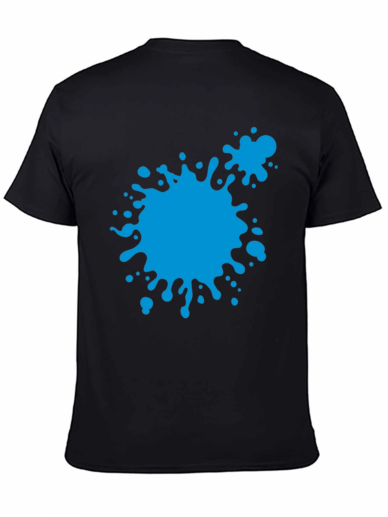 Black Abstract Blue Paint Splatter Black T-Shirt view 4