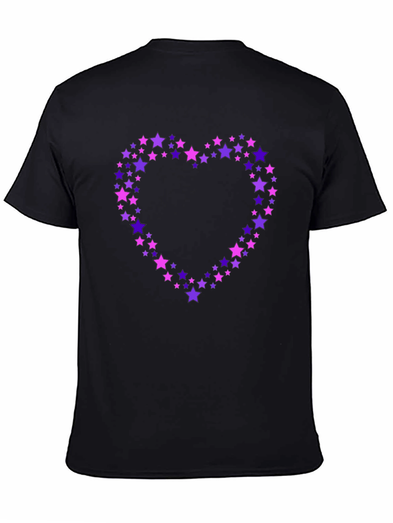 Black Star Heart Tee - Black Crew Neck Cotton T-Shirt view 4