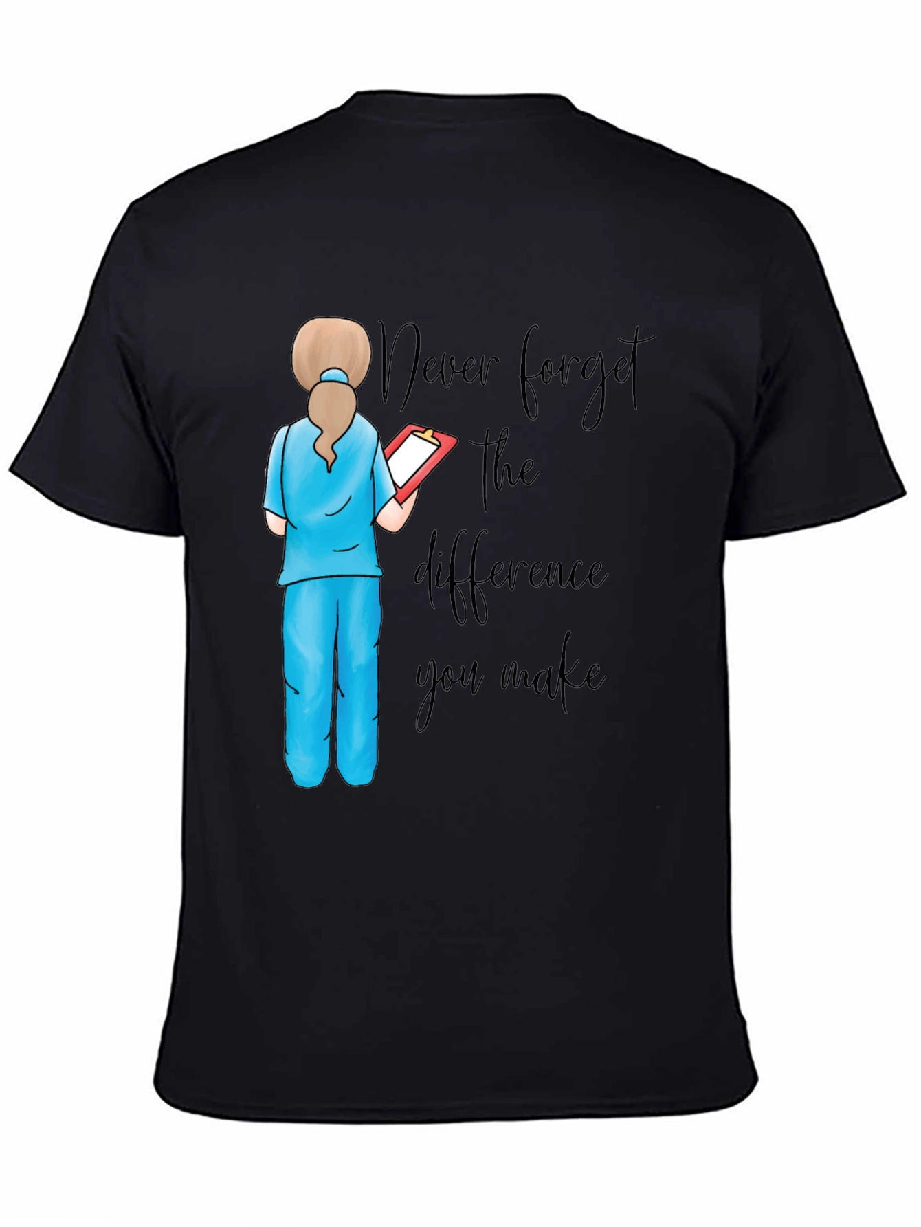Black Nurse Quote Graphic Tee - Never Forget the Difference view 4