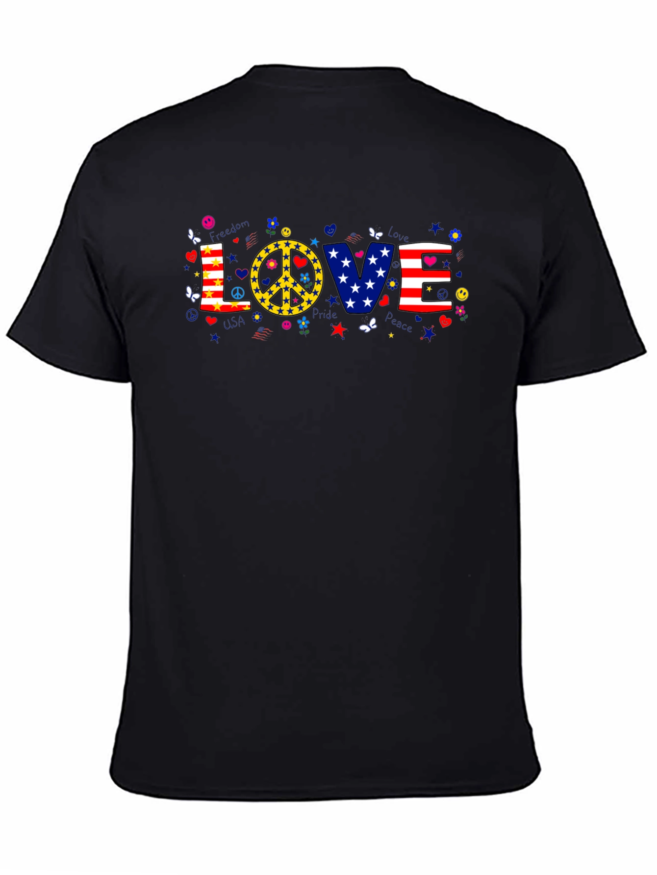 Black Love & Peace Graphic T-Shirt - Patriotic view 4
