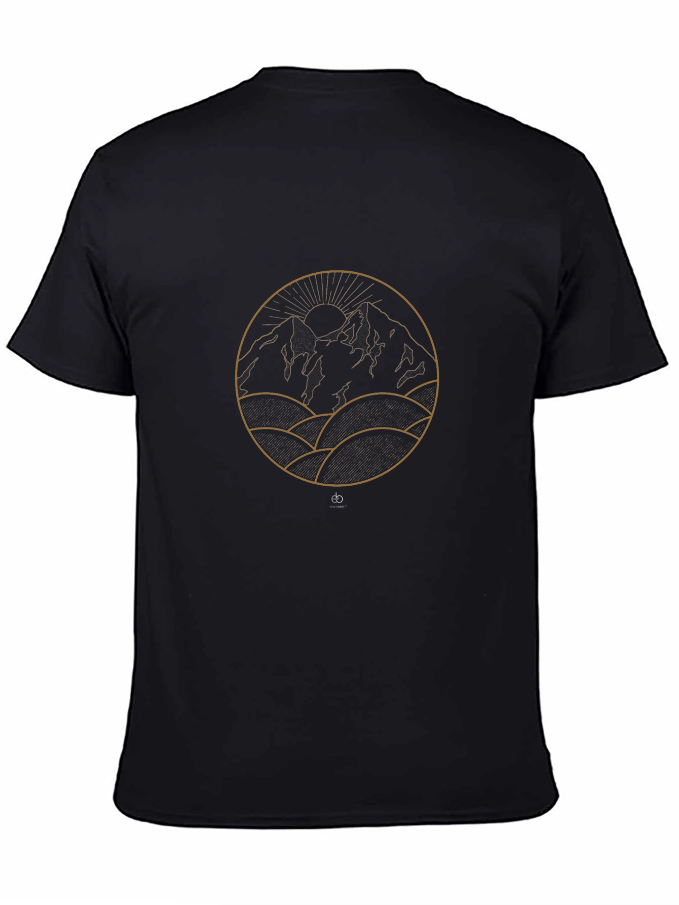 Black Minimalist Mountain Graphic Tee - Unisex Black T-Shirt view 4