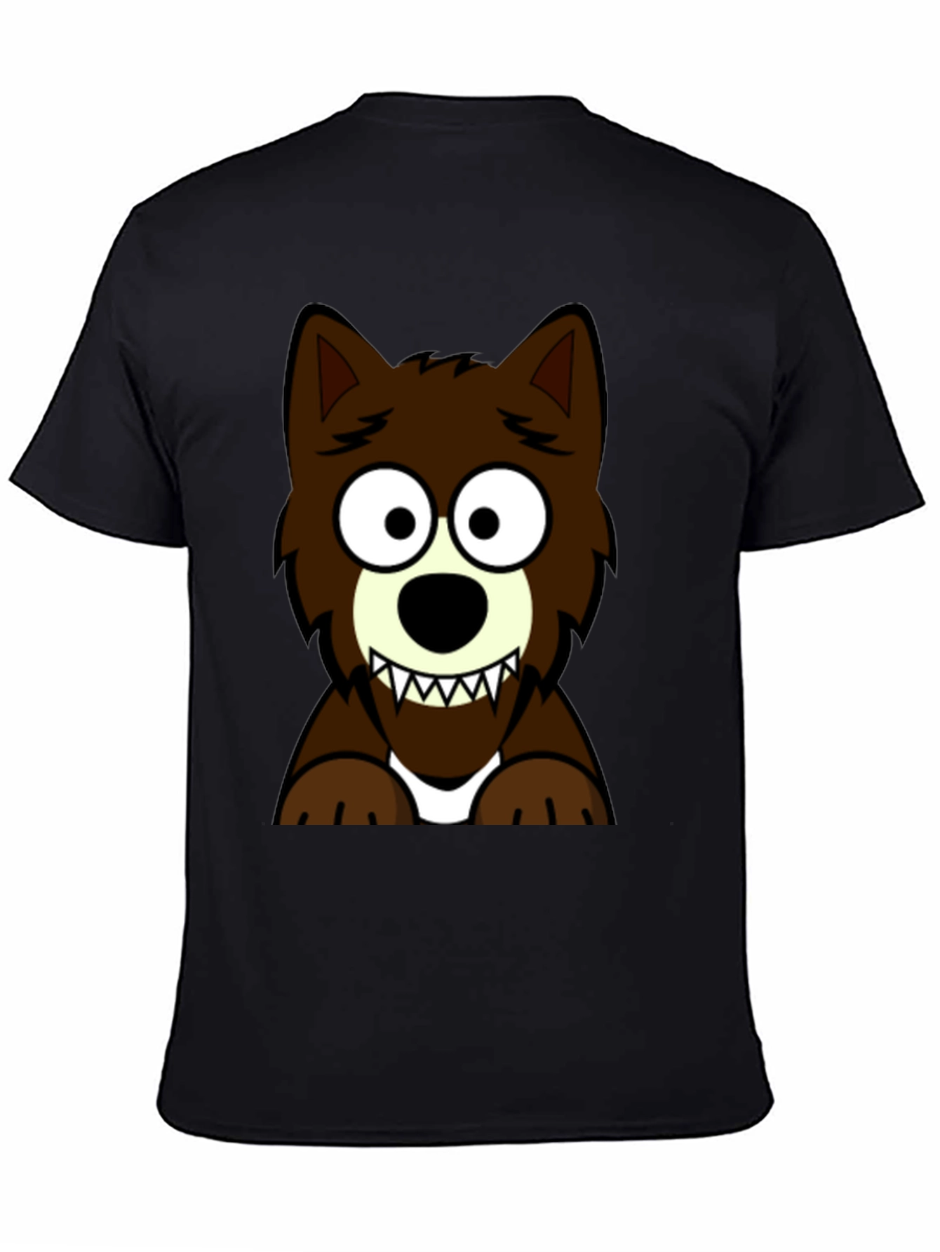 Black Cartoon Wolf Graphic Tee - Black T-Shirt view 4