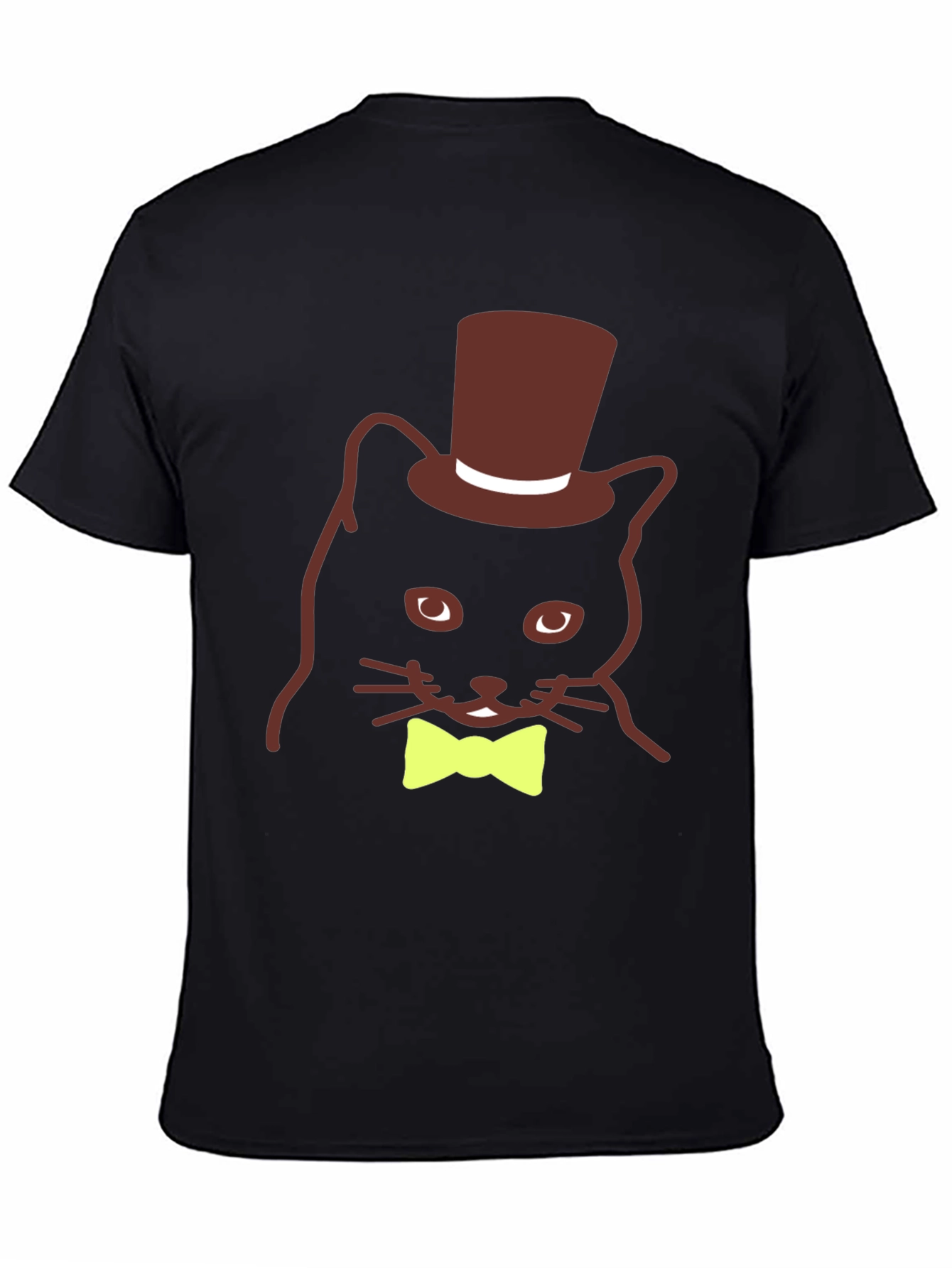 Black Cat with Top Hat & Bow Tie Black T-Shirt view 4
