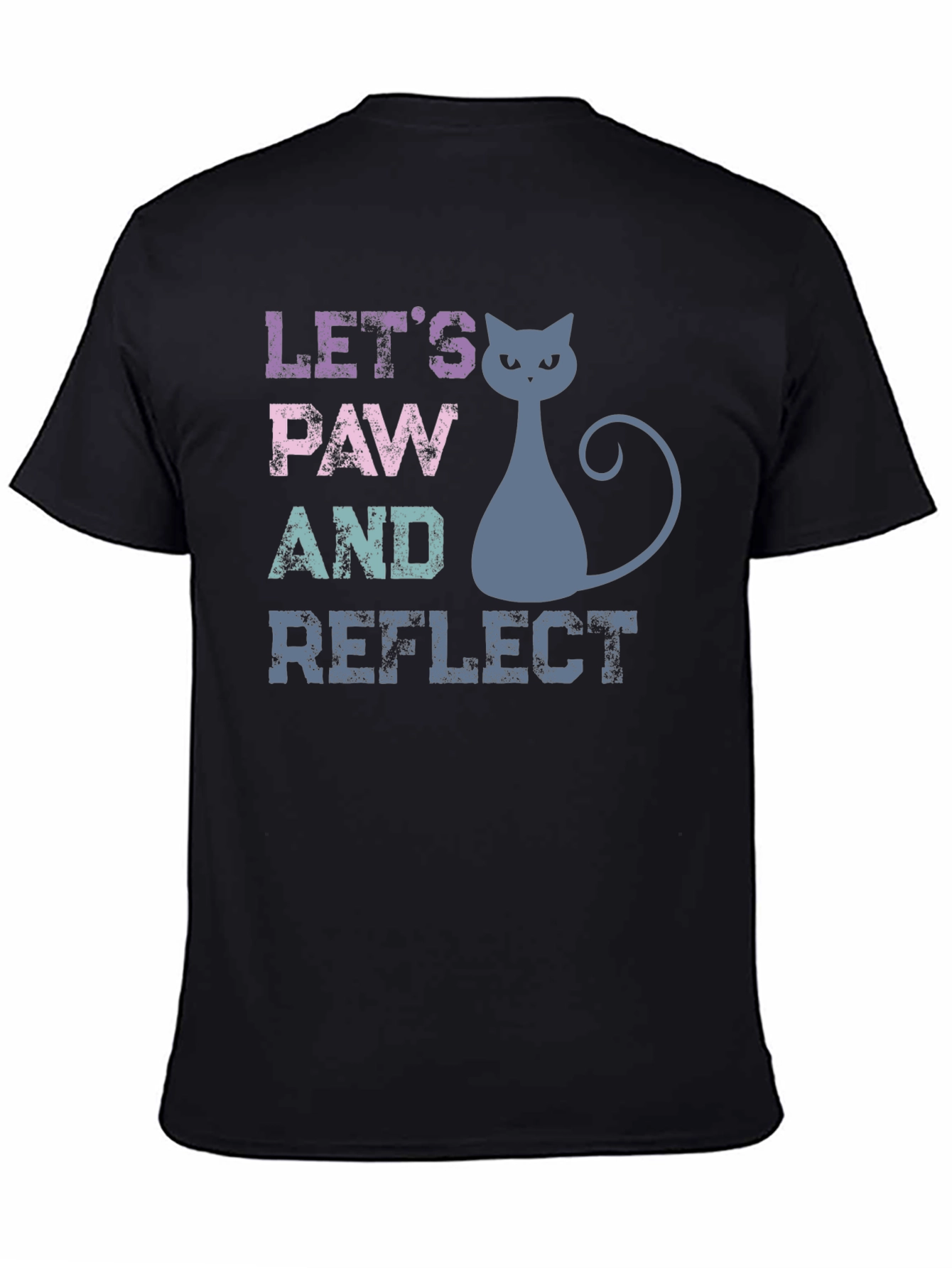 Black Let's Paw and Reflect Cat T-Shirt view 4