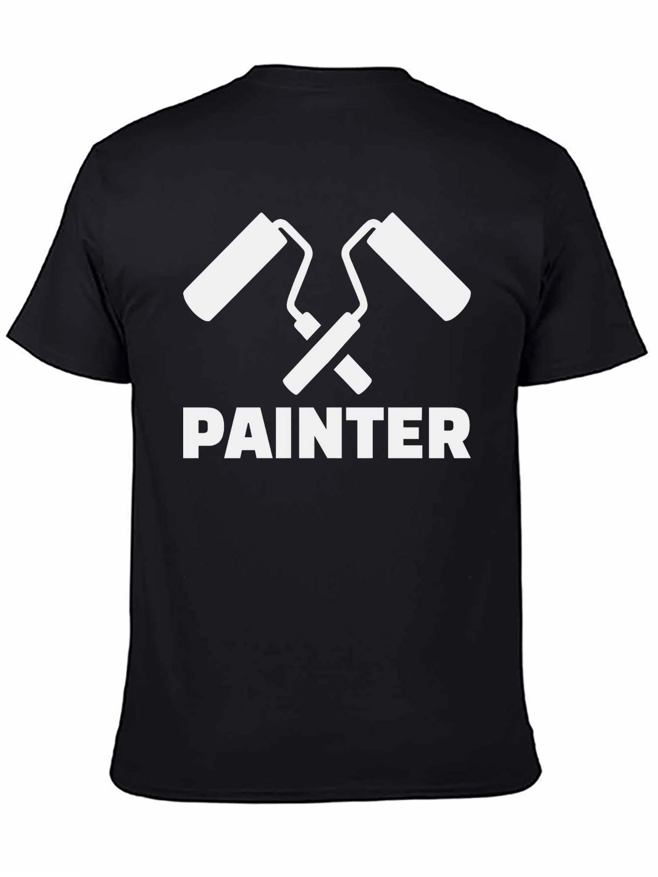 Black Painter T-Shirt - Crossed Paint Rollers Graphic Tee view 4