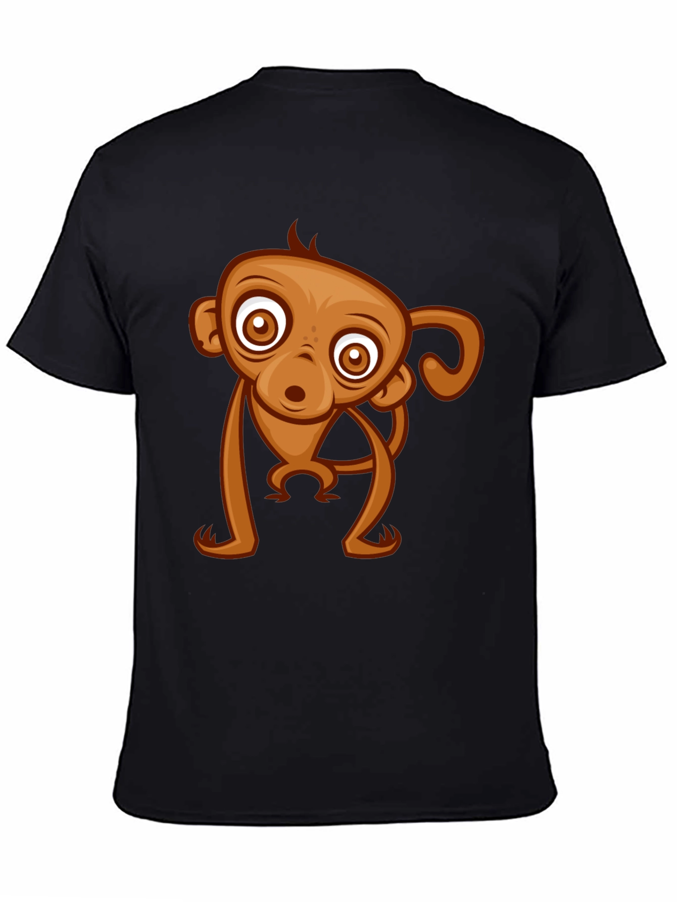Black Cute Monkey Graphic Tee - Black Cotton T-Shirt view 4