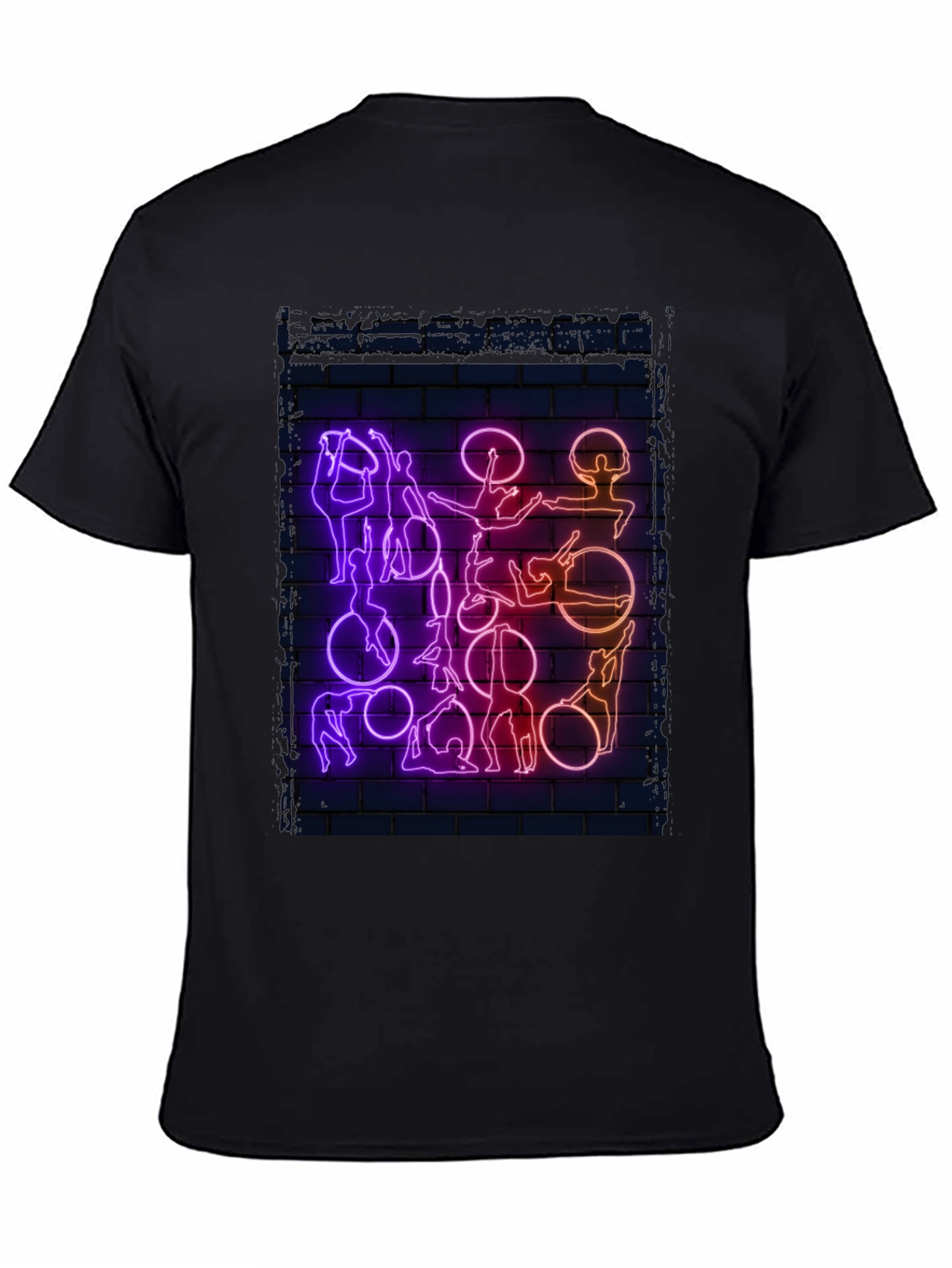 Black Neon Aerial Acrobatics Graphic T-Shirt view 4