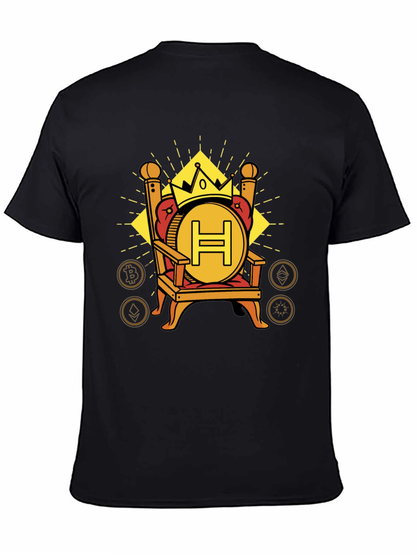 Black Crypto King T-Shirt - H Coin Throne Design view 4