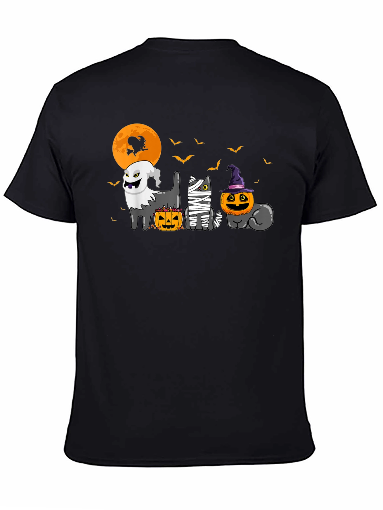 Halloween Cats Black T-Shirt - 4