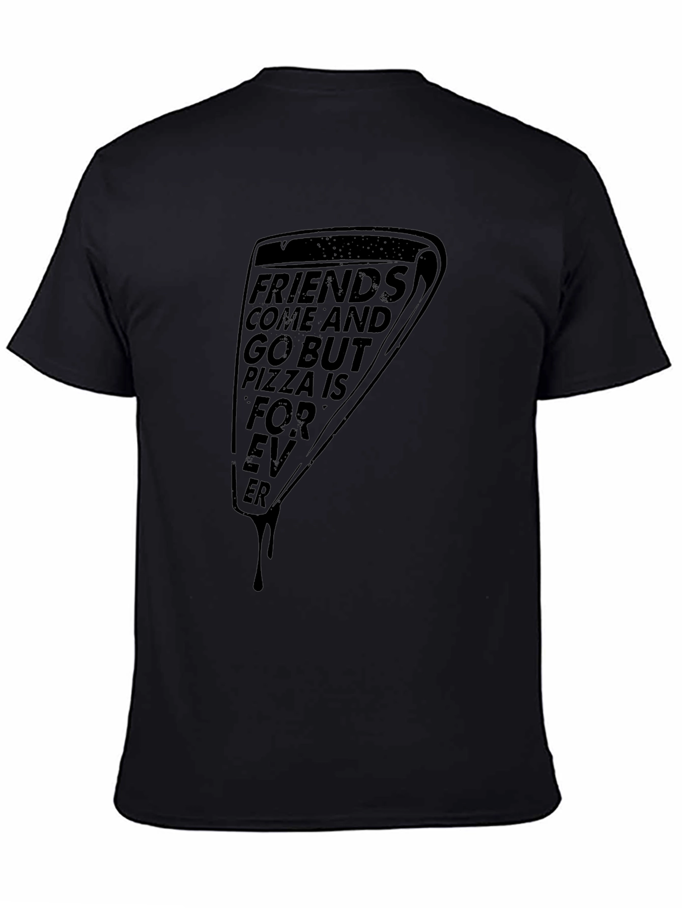 Black Pizza Forever Graphic Tee - Black Unisex Shirt view 4