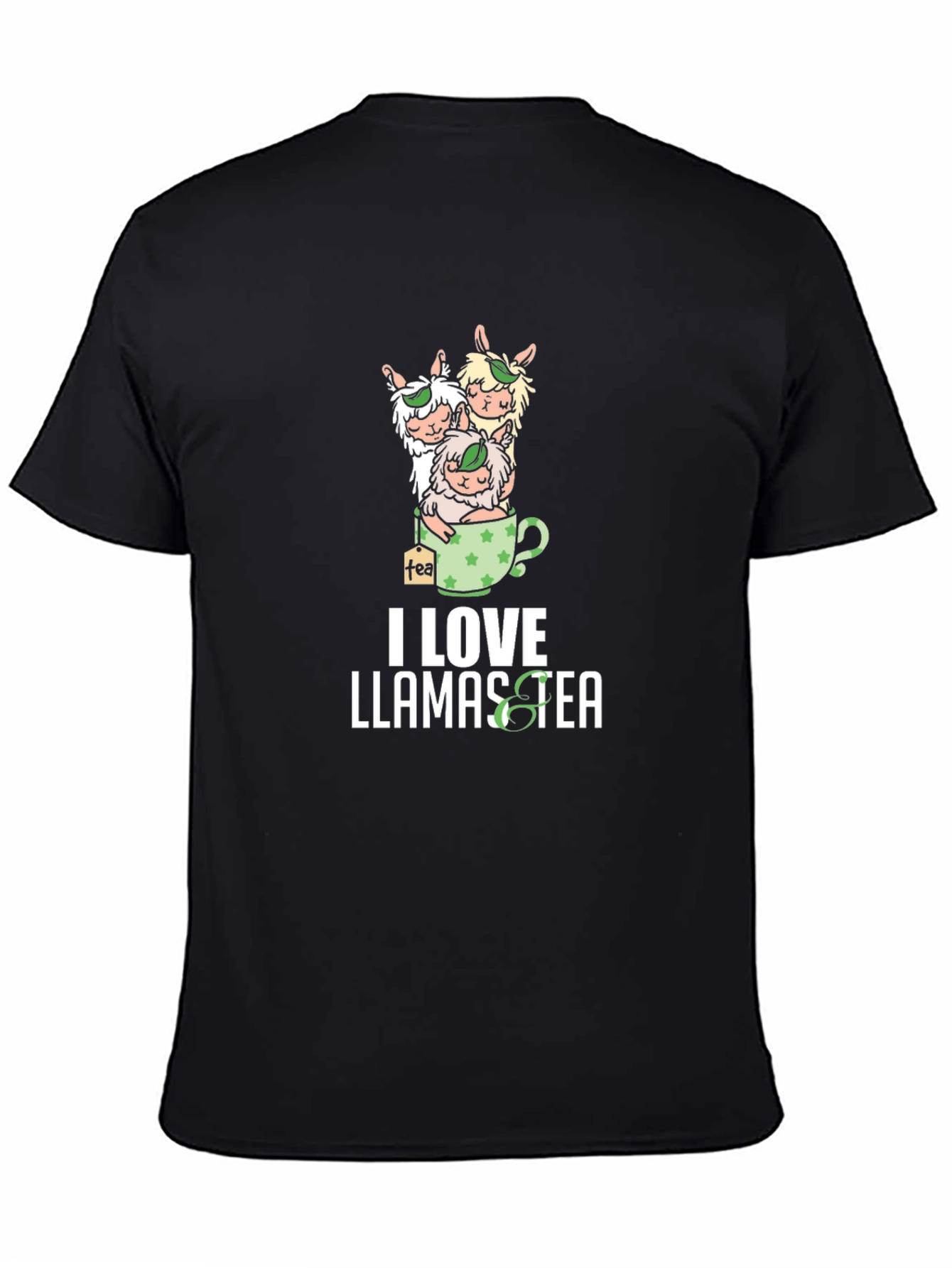 Black I Love Llamas Tea T-Shirt view 4