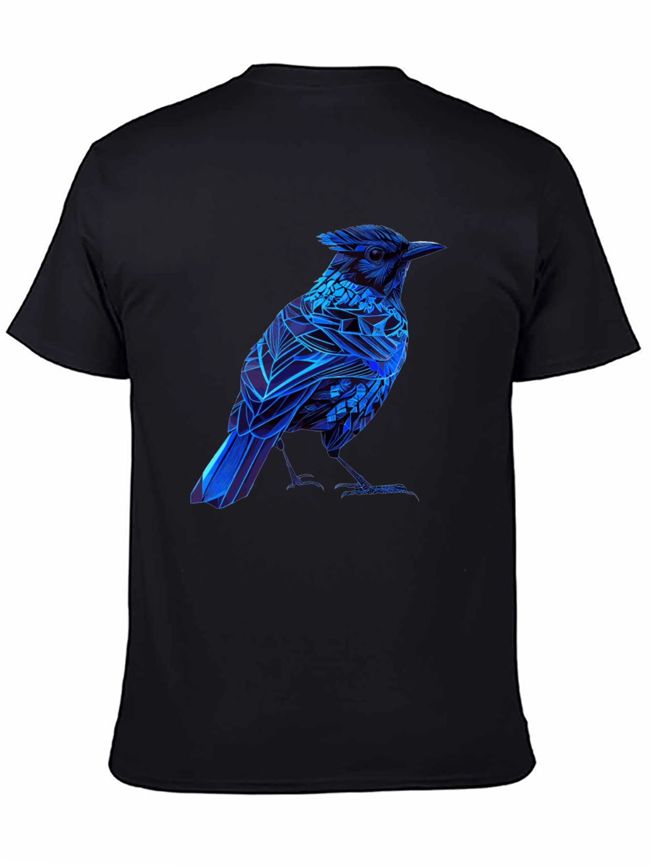 Black Blue Bird Graphic Tee - Modern Geometric Design view 4