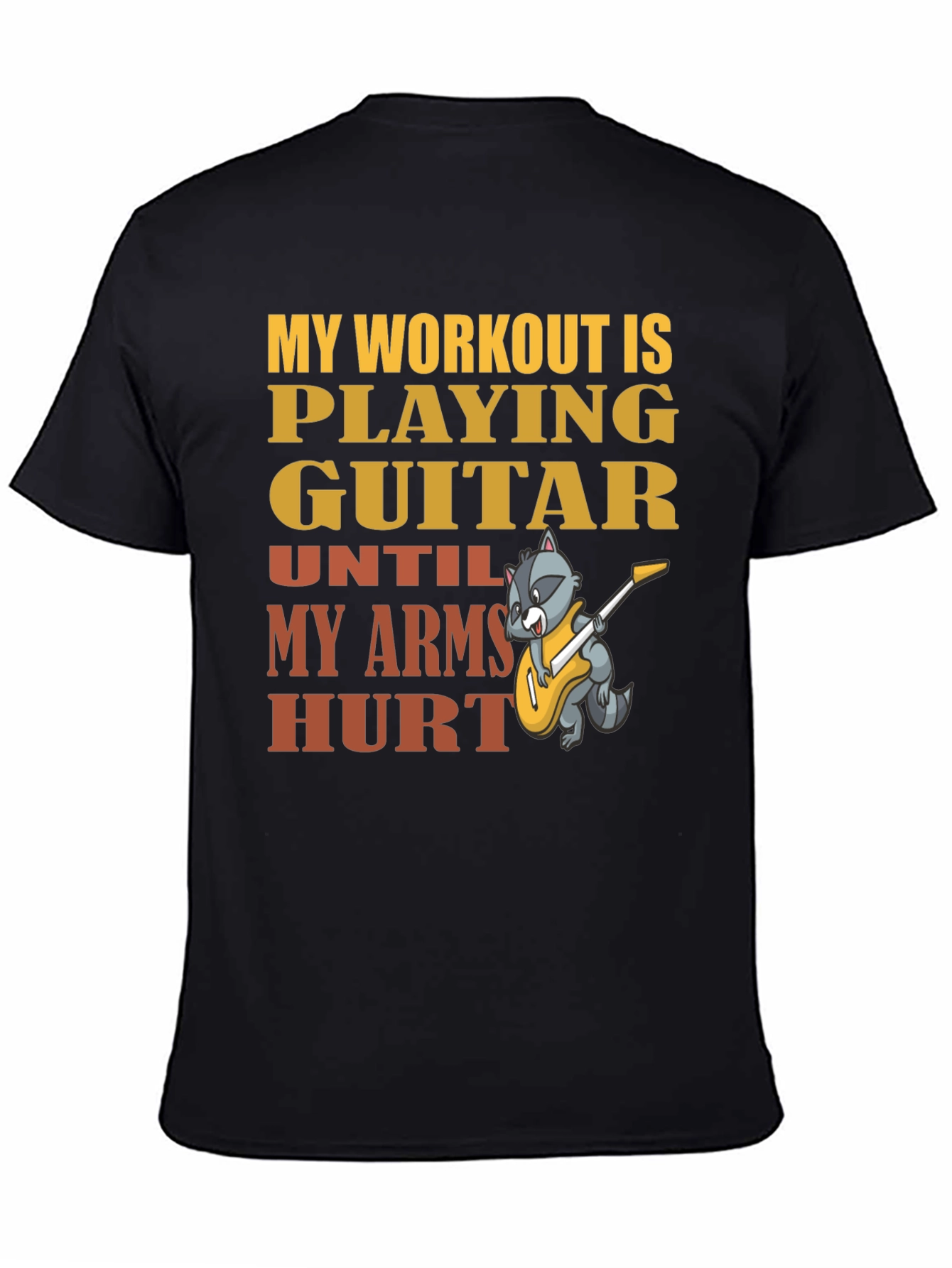 Black Guitar Workout T-Shirt - Musician Fitness Tee view 4
