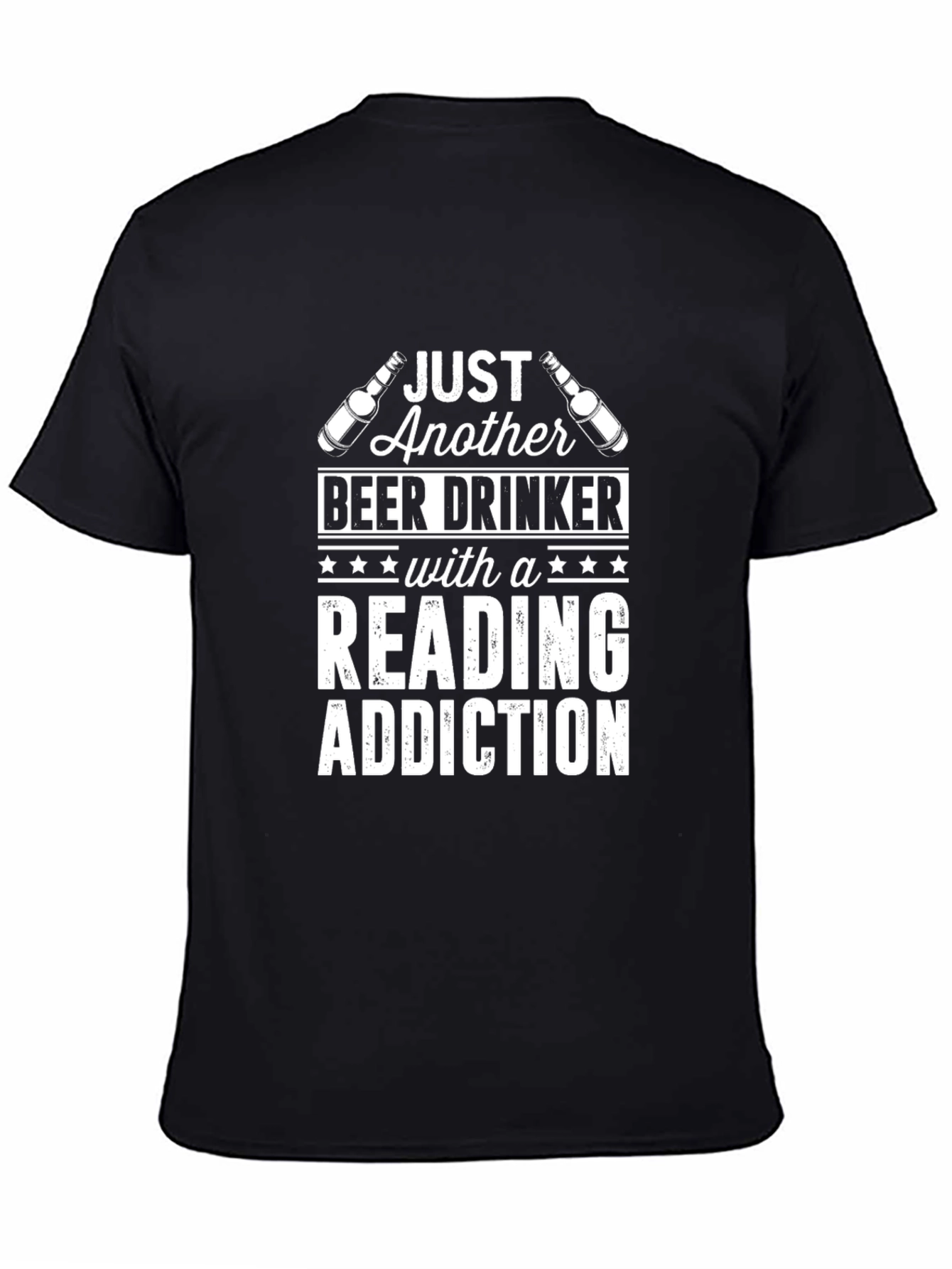 Black Beer Drinker Reading Addiction T-Shirt view 4