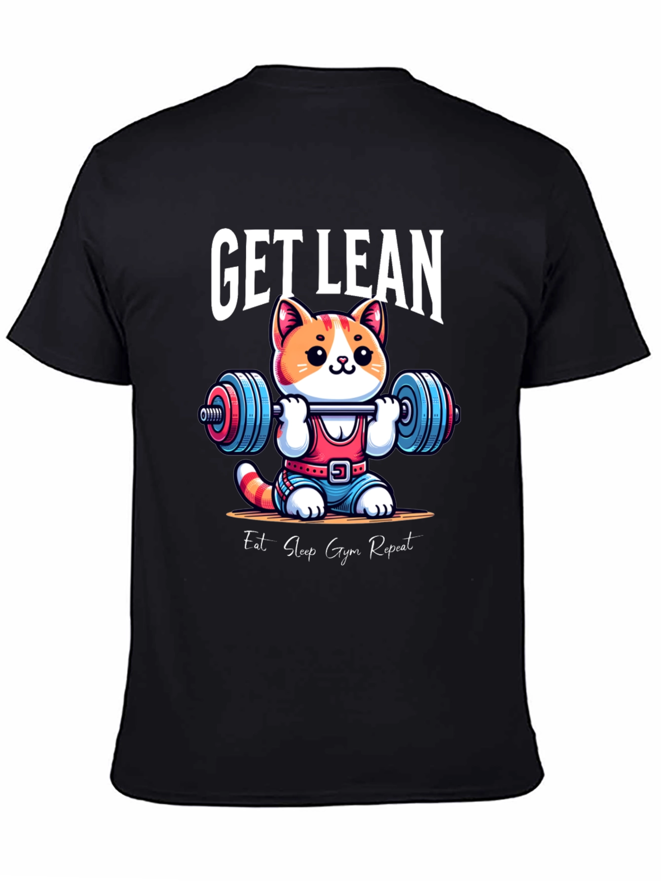 Black Get Lean Gym Cat T-Shirt view 4