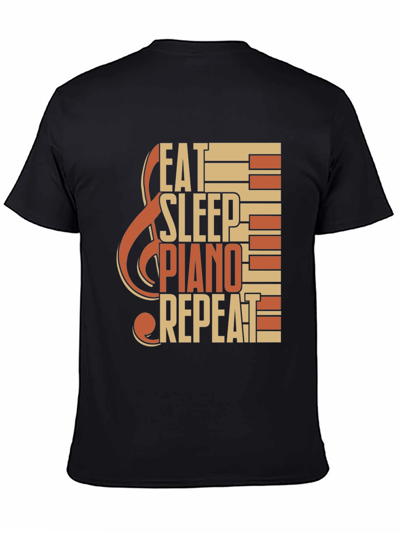 Black Eat Sleep Piano Repeat Graphic Tee view 4