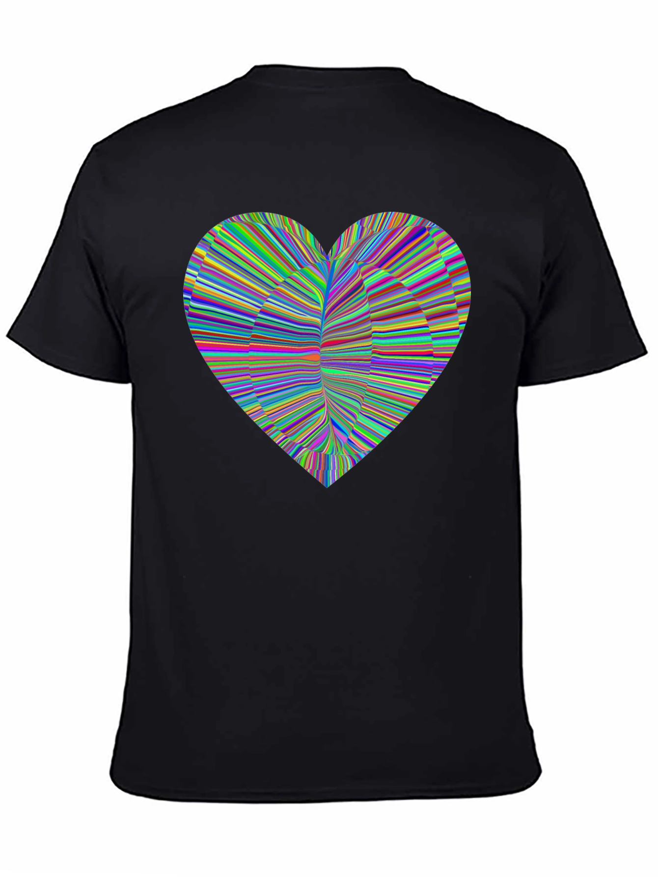 Black Colorful Heart Graphic Black T-Shirt view 4