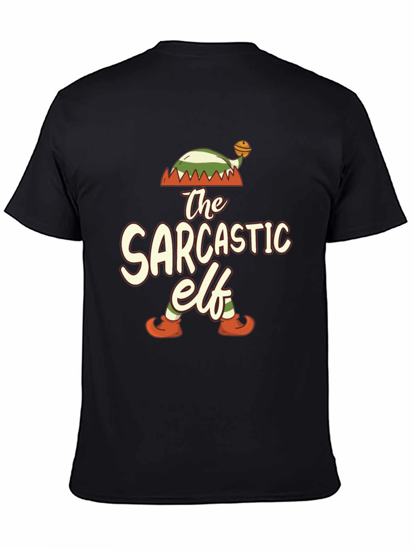 Black Sarcastic Elf Graphic Tee view 4