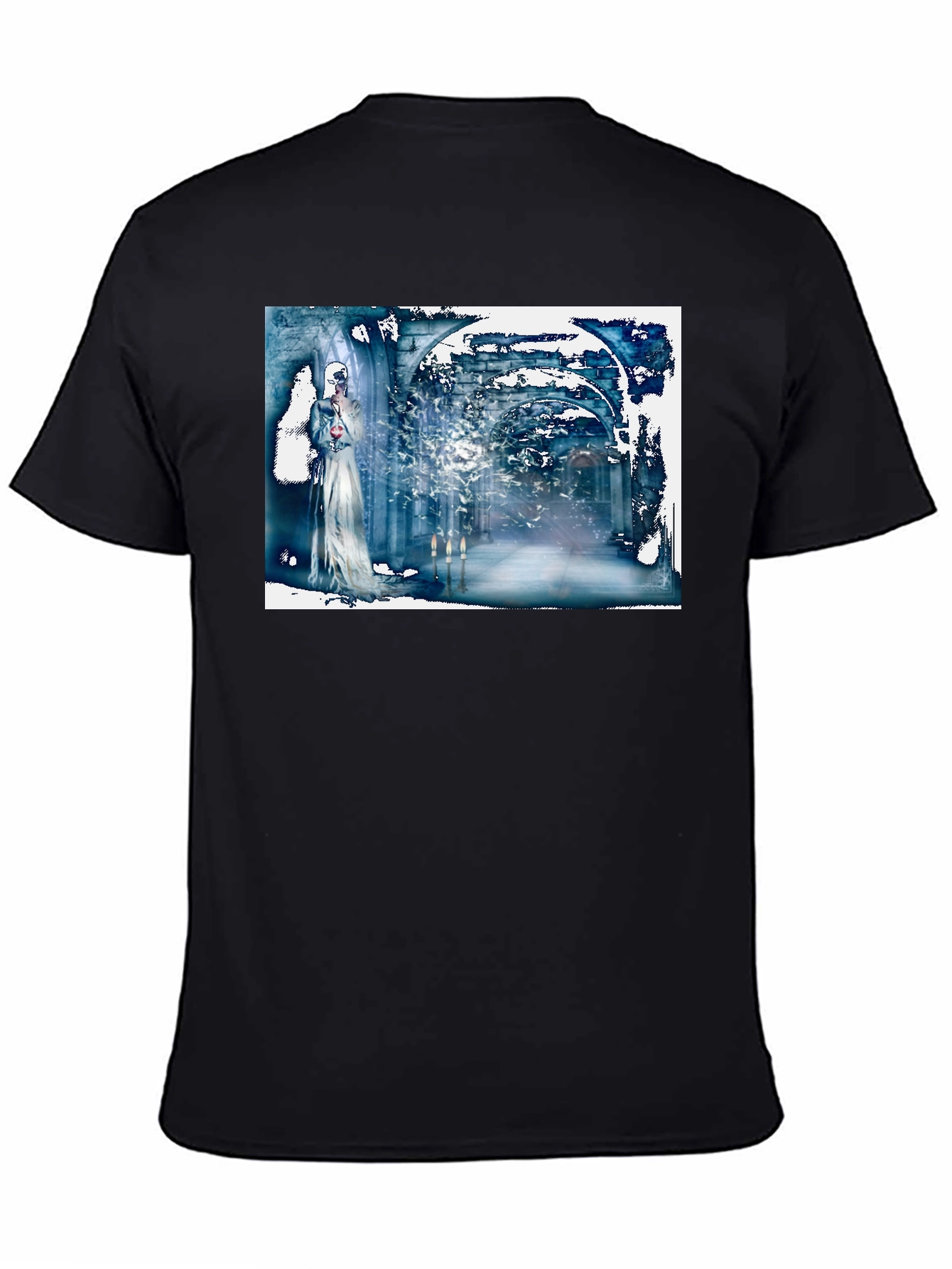 Black Abstract Gothic T-Shirt: Wearable Art Tee view 4