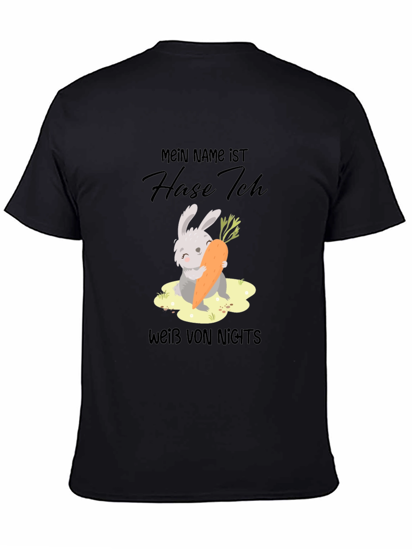 Black Cute Rabbit Carrot T-Shirt - Mein Name ist Hase Ich view 4