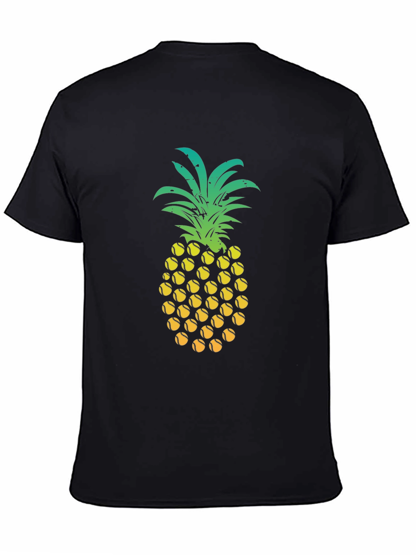 Black Pineapple Tennis Ball Graphic Tee - Fun Summer Shirt view 4