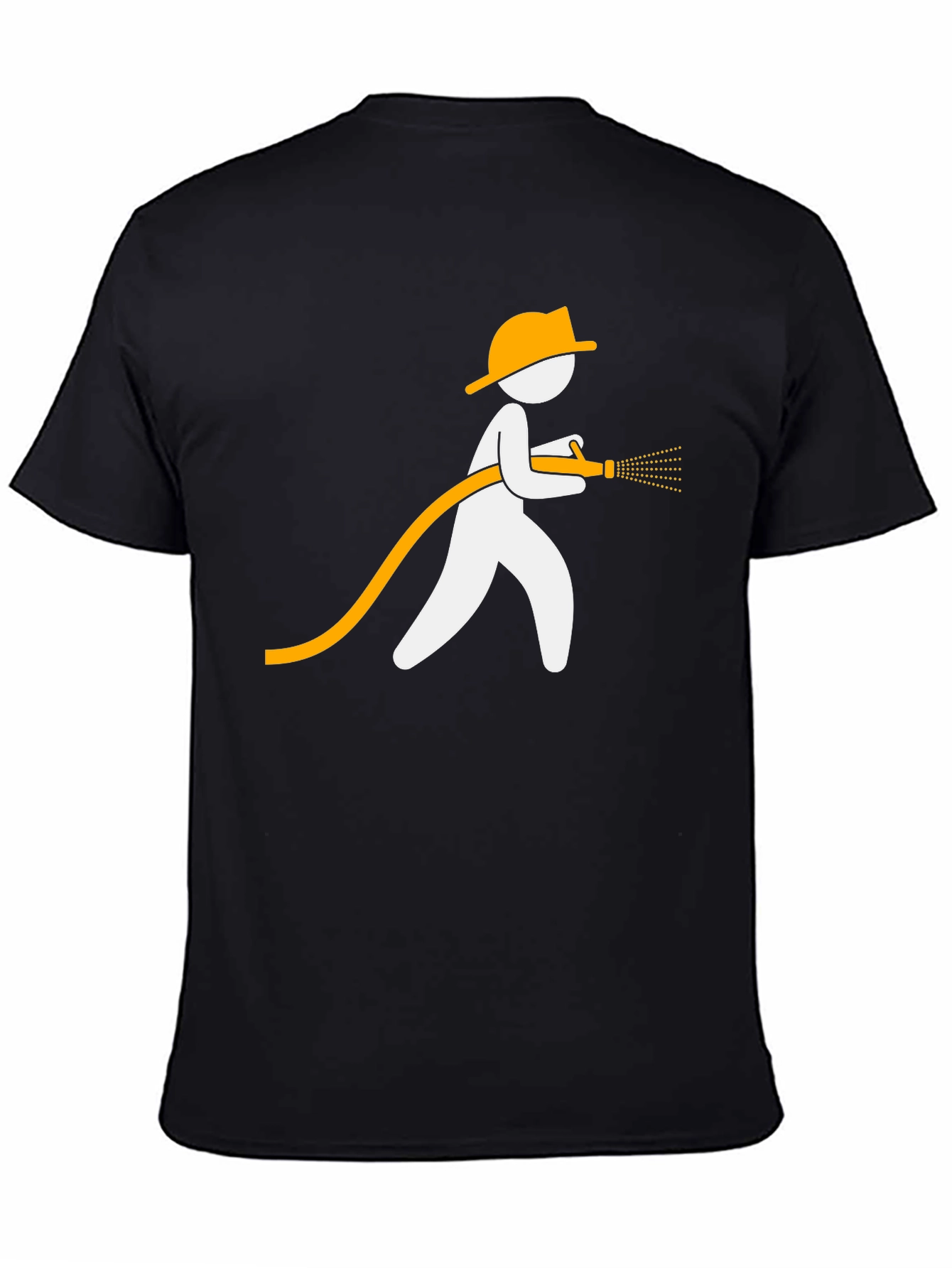 Black Fireman Stick Figure Graphic Tee - Black Cotton Blend view 4
