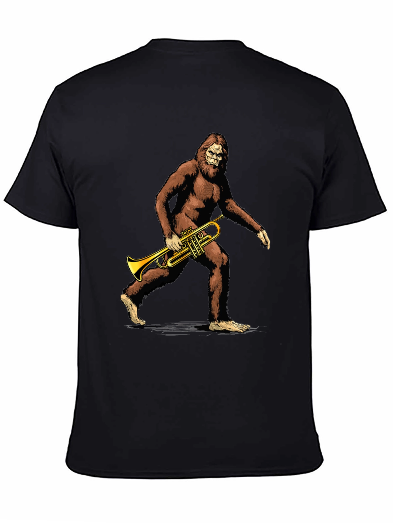 Black Bigfoot Trumpet Player Graphic T-Shirt view 4