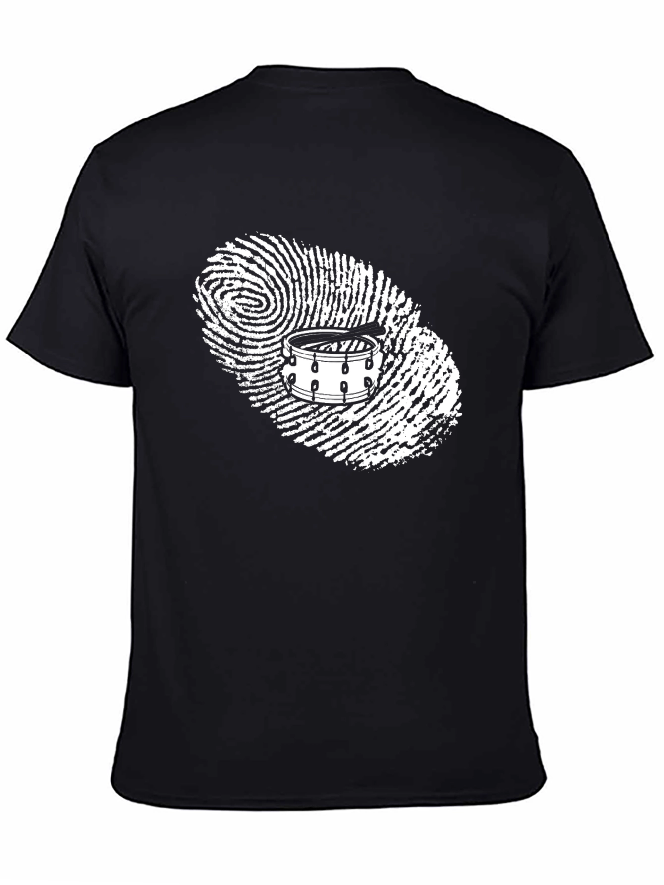 Black Drummer Fingerprint Black T-Shirt view 4
