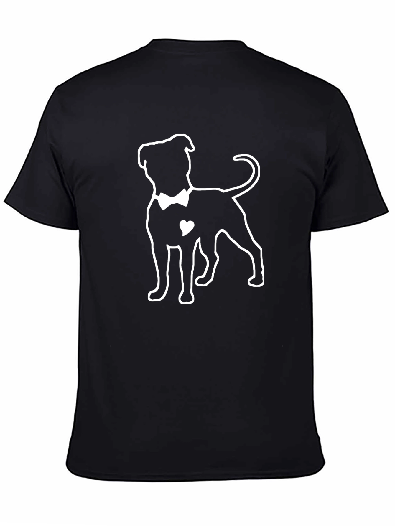 Black Dog Lover T-Shirt - Pitbull with Bowtie & Heart view 4