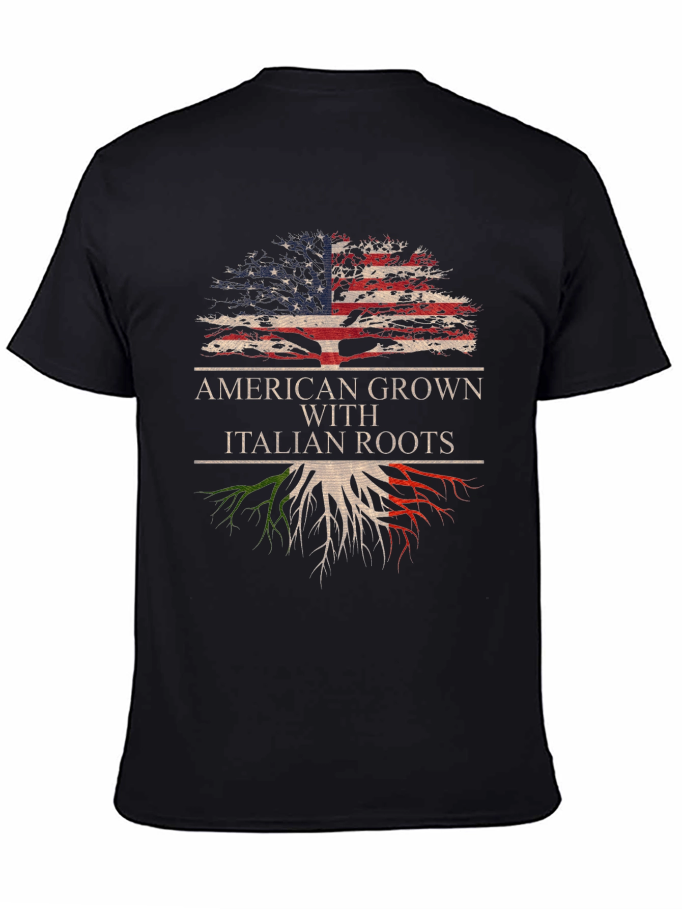 Black American Grown With Italian Roots T-Shirt view 4