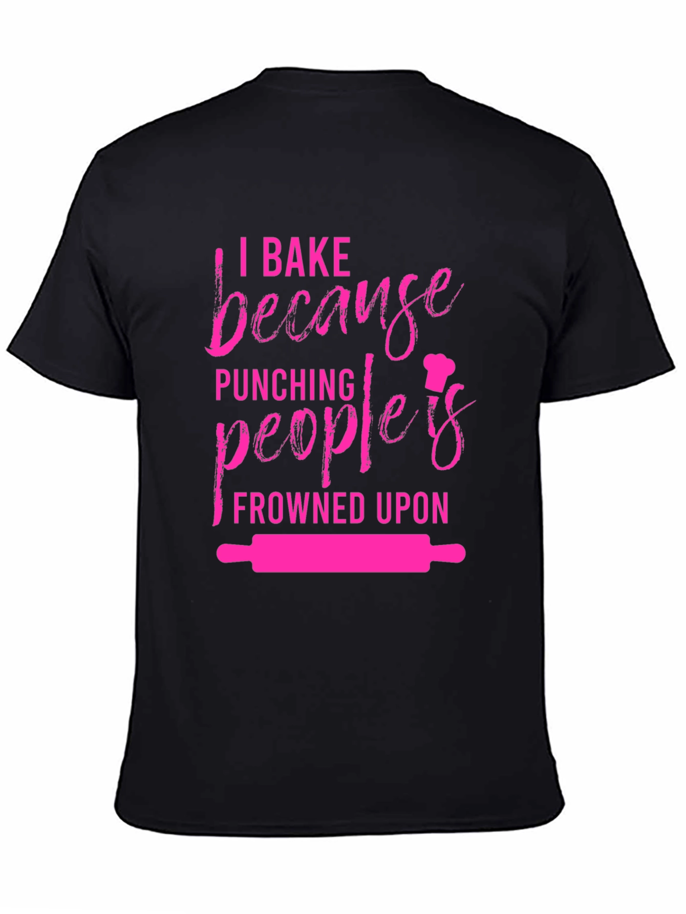 Black Baking Humor Graphic Tee - I Bake Because Punching Is Frowned Upon view 4