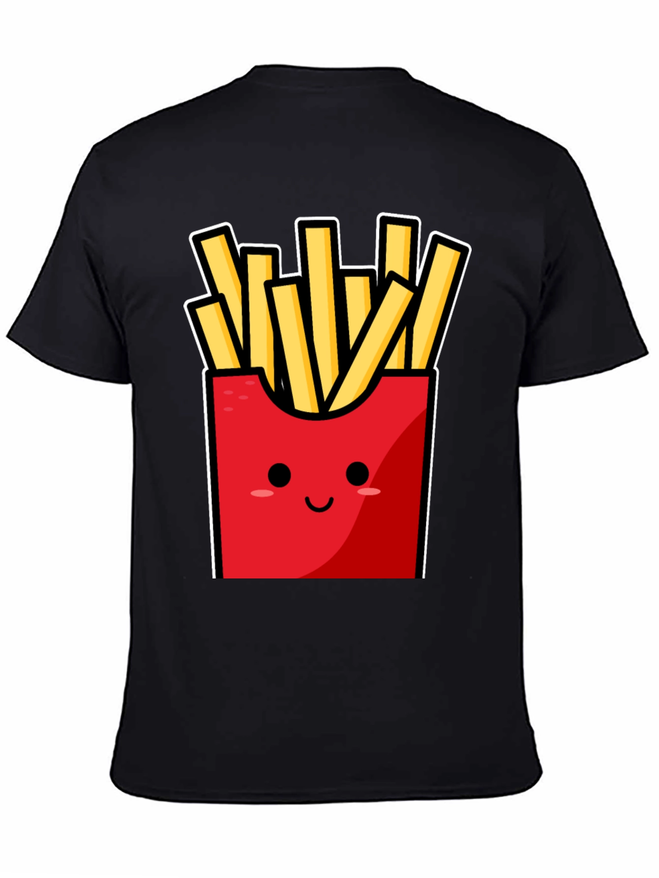 Black Funny Fries T-Shirt - Cute Cartoon Food Graphic Tee view 4