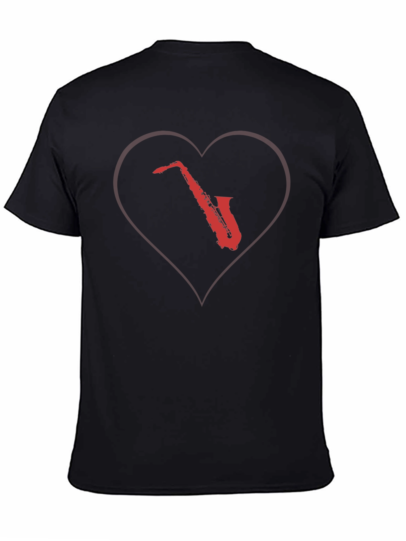 Black Saxophone Heart Graphic Tee - Cool Music Lover T-Shirt view 4