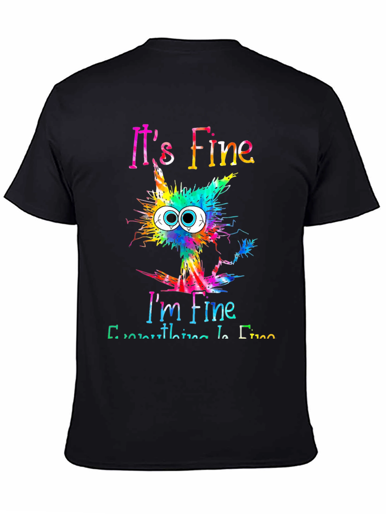 Black It's Fine I'm Fine Cat Graphic Tee view 4