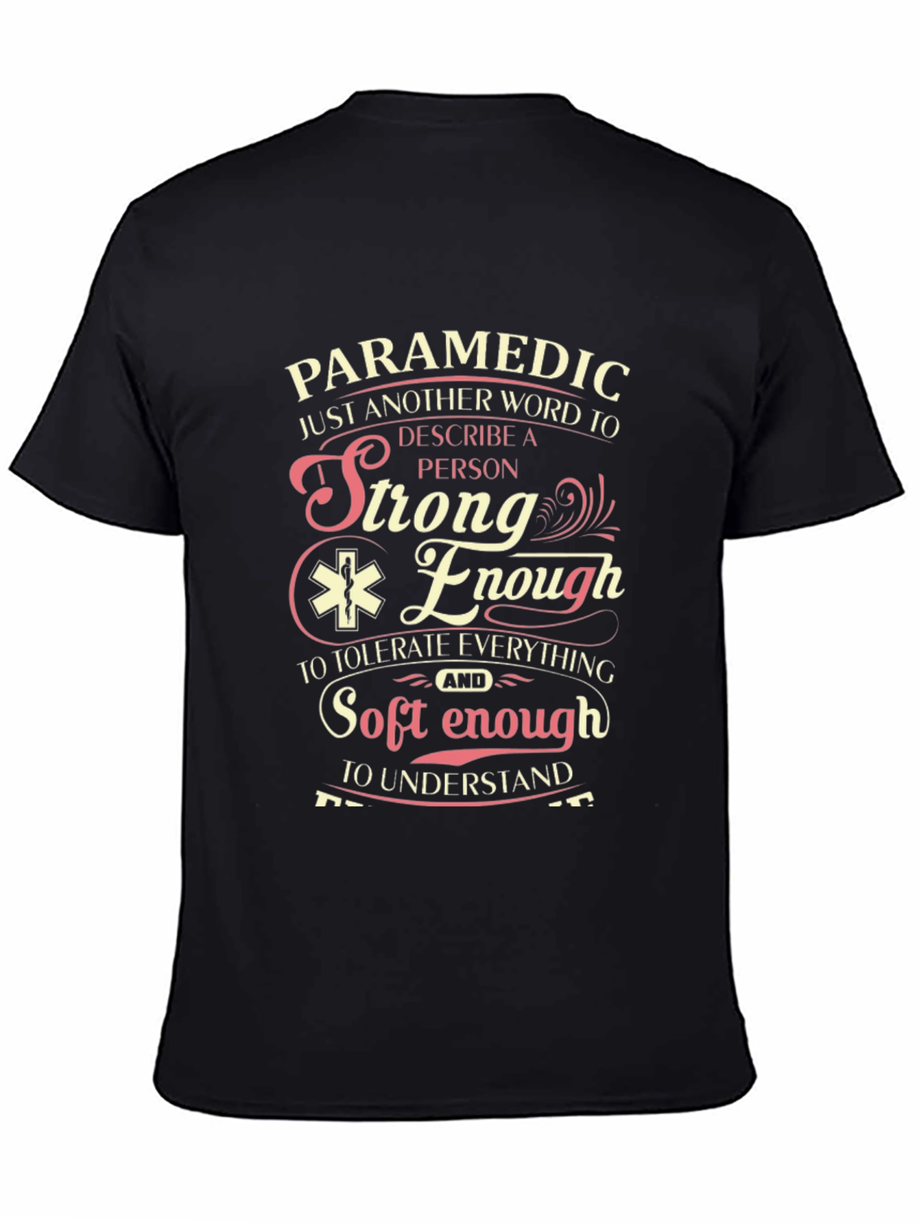 Black Paramedic Strong Enough Graphic T-Shirt view 4