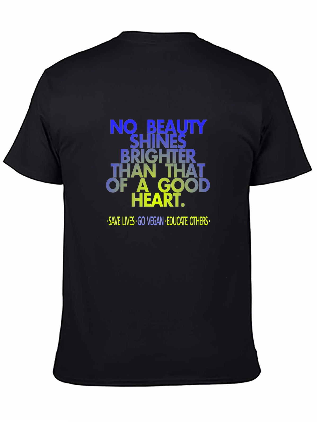 Black Vegan Good Heart T-Shirt: Save Lives, Go Vegan view 4