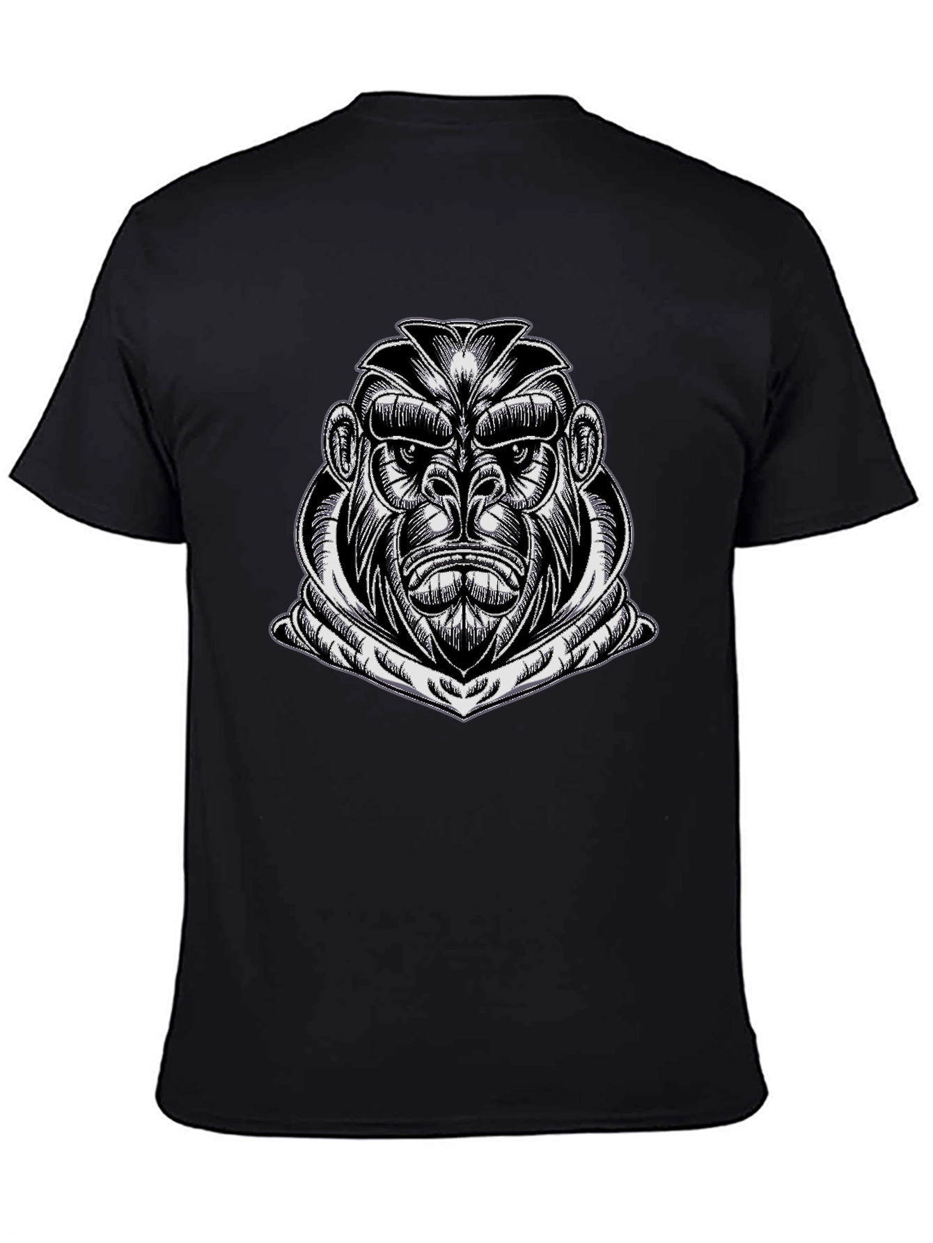 Black Gorilla Graphic Tee - Black Cotton Casual Wear view 4