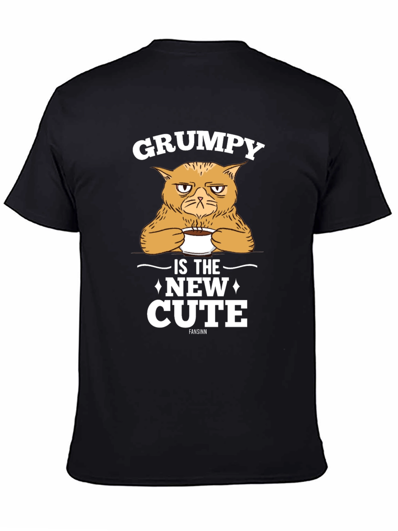 Black Grumpy Cat T-Shirt - New Cute Black Tee view 4