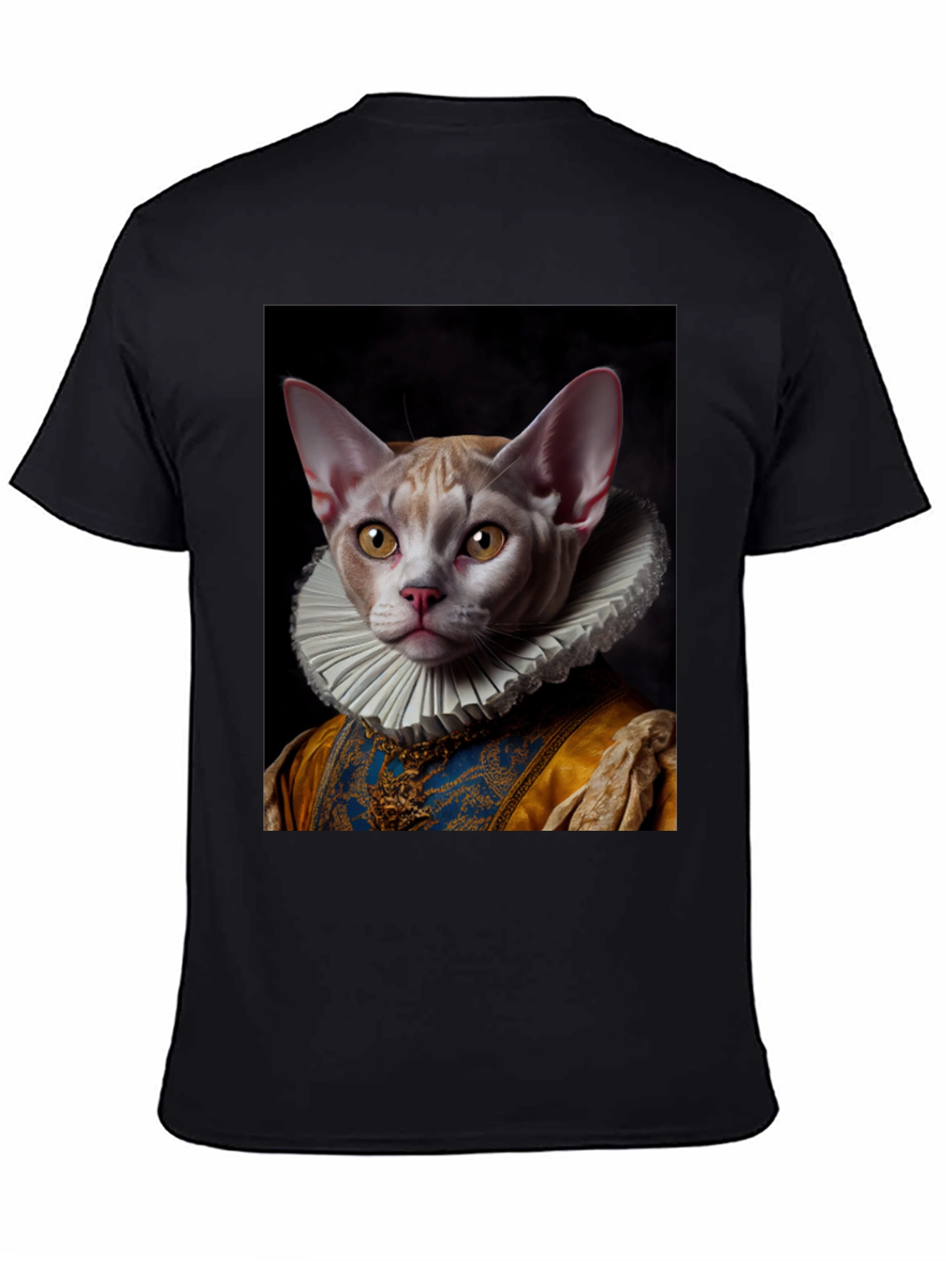 Black Renaissance Cat T-Shirt - Unique Artistic Design view 4
