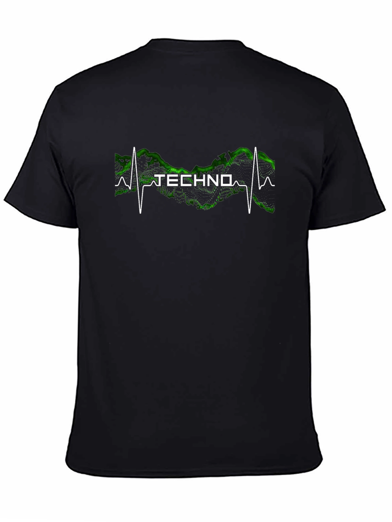 Black Techno Heartbeat T-Shirt - Black Graphic Tee view 4