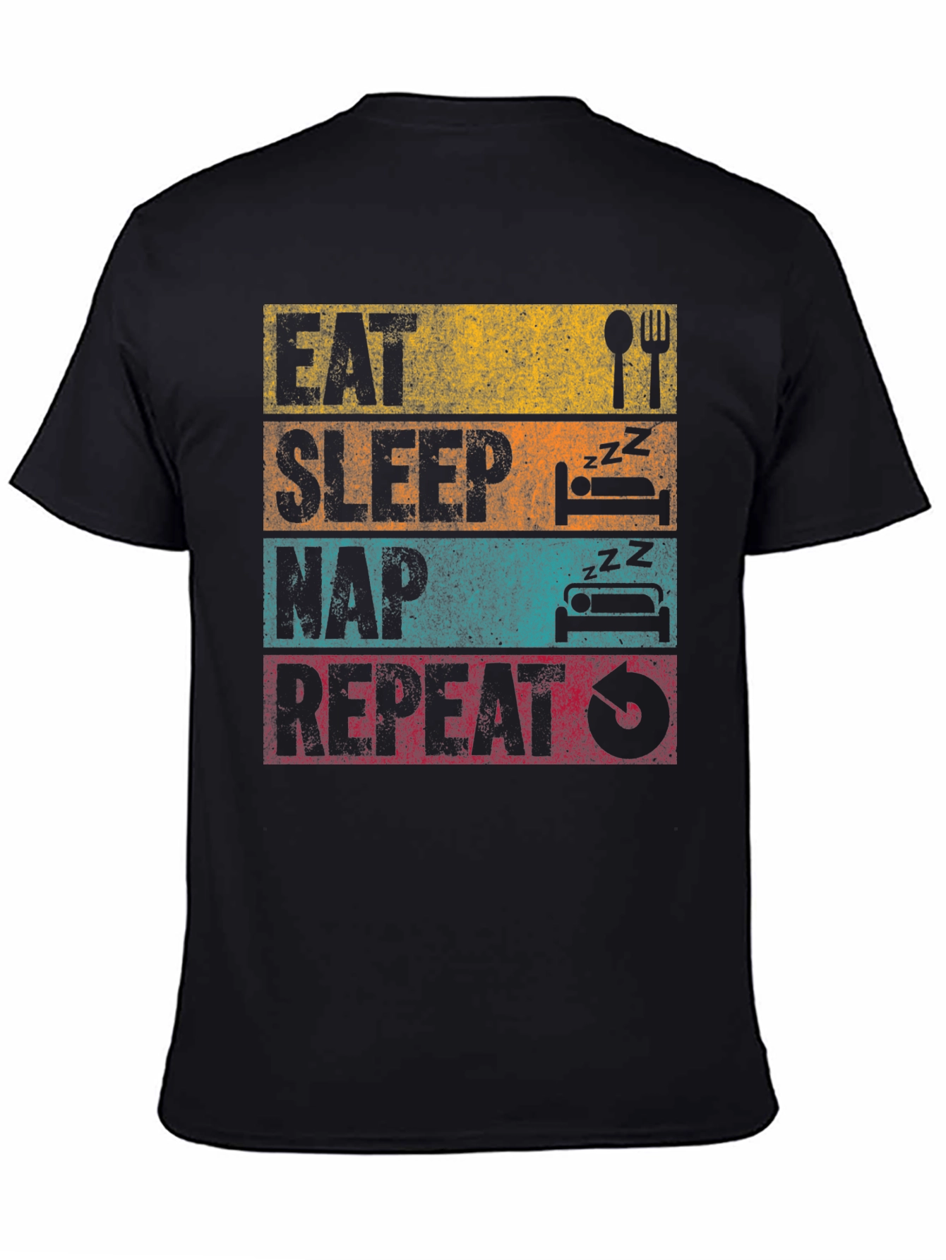Black Eat Sleep Nap Repeat Graphic Tee view 4