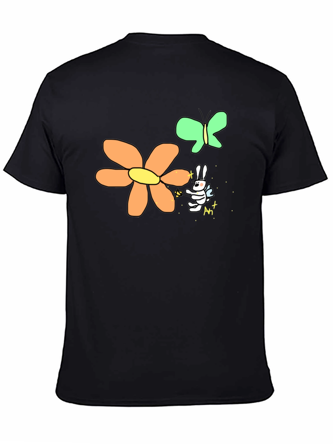 Black Men's Black Graphic Tee - Bunny Fairy view 4