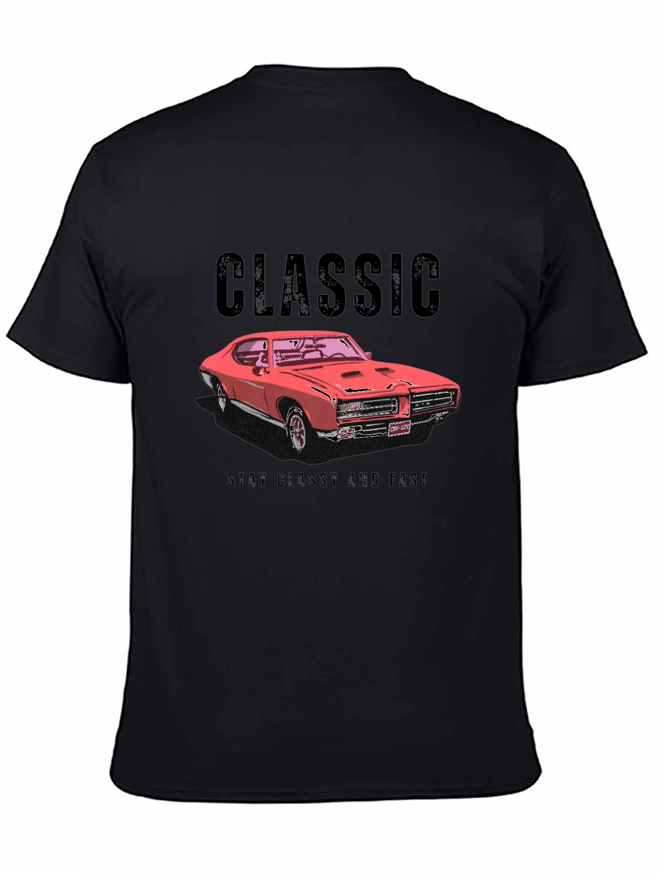 Black Classic Car T-Shirt - Stay Classy and Fast view 4